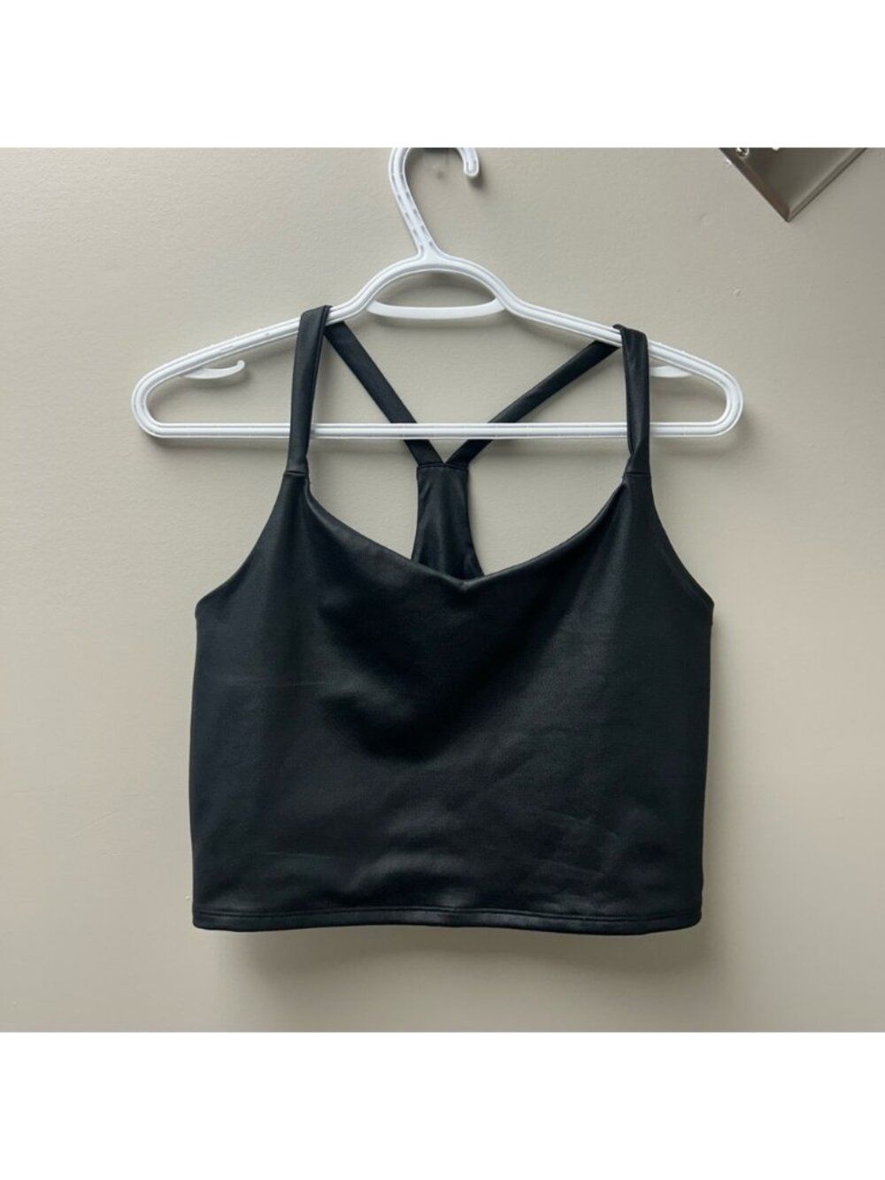 Abercrombie & Fitch Black Faux‎ Leather Cropped Top